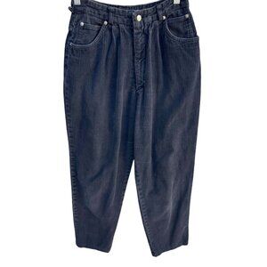 Jou Jou Vintage 80s Black Corduroy Tapered Pants Mid-Rise Relaxed Fit Womens 26